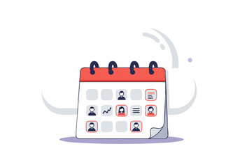 calendar floats in a fluffy cloud symbolizing scheduling and organization Clean modern design with icons representing appointments and tasks Perfect for business planning and productivity concepts