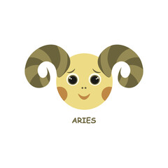 Aries zodiac sign in the form of a child's face with horns