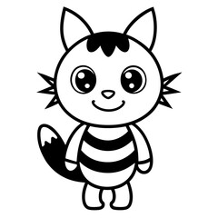 Playful Kawaii Creatures Vector Illustration on White Background