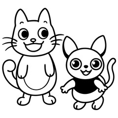 Playful Kawaii Creatures Vector Illustration on White Background