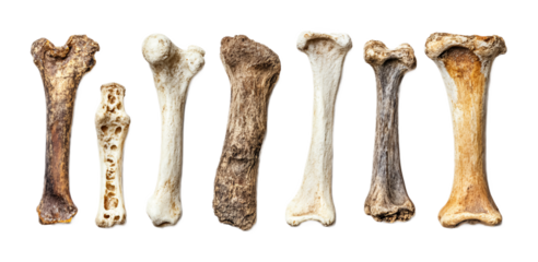 Bone Artifacts for Wildlife and Anthropology - Isolated on White Background