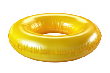 Inflatable yellow ring pool toy isolated on transparent background
