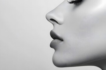 Obraz premium Side profile of a face with natural beauty lighting, simplicity and elegance