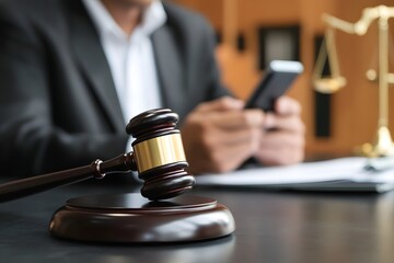 Gavel and Smartphone on Lawyer's Desk