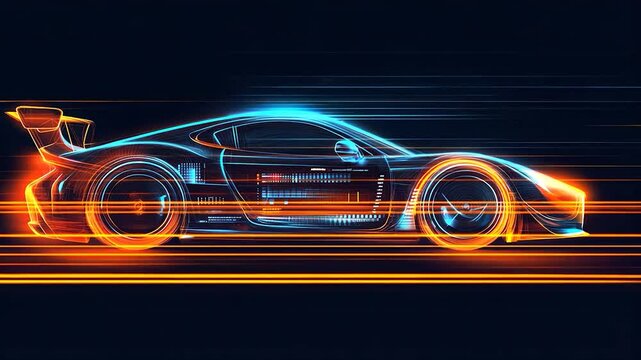Futuristic Racing Car in Motion