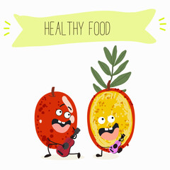 Red plum berry fruit. Natural vitamin antioxidant detox food collection. Vector hand drawn illistration.