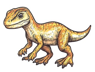 Fototapeta premium Dinosaur sketch, side view, white background