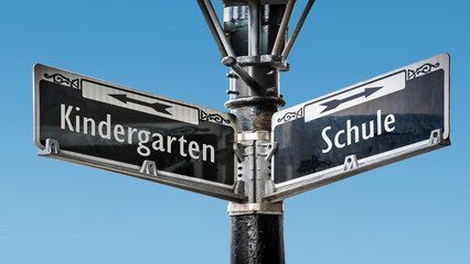Signposts the direct way to school versus kindergarten