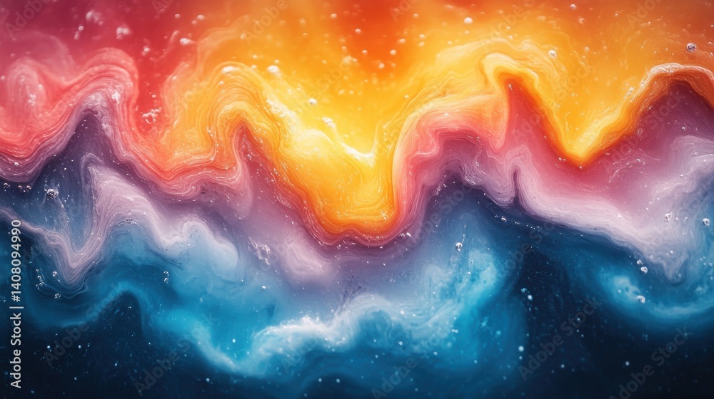 Aufkleber vibrant hues of inky colours merge in water creating mesmerizing swirls patterns close up view of dynamic colour blend fluid motion creates abstract design warm cool colours mix seamlessly