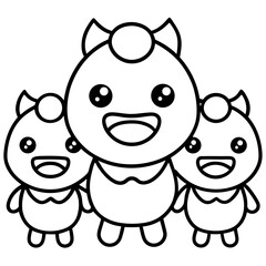 Obraz premium Minimal Kawaii Friends Vector Illustration on White Background
