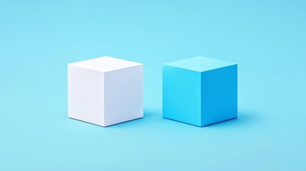 Fototapeta premium Minimalist cubes on a vibrant blue background.