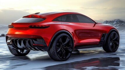 Red Luxury Electric SUV with Glossy Finish and Modern Design