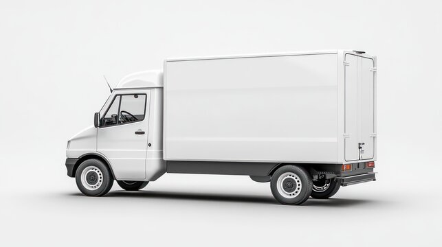 Minimalist White Delivery Van 3D Rendering Isolated on White Background Modern Design