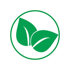 Obraz premium Simple Green Leaves Circle Eco Icon