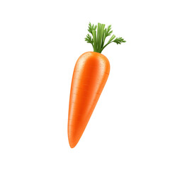 Fresh Single Carrot with Green Tops Isolated on Transparent background