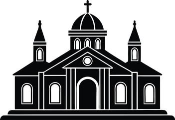 religion building silhouette vector icon, set of cross, set of religious symbols, religion element building, set of religious cross on white background.