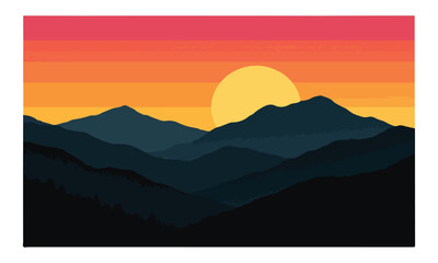 sunset over mountains