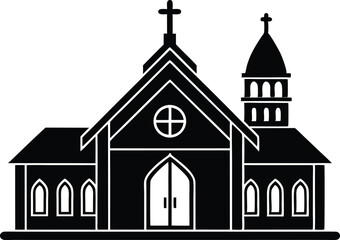 religion building silhouette vector icon, set of cross, set of religious symbols, religion element building, set of religious cross on white background.