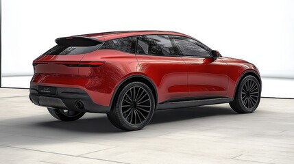 Obraz premium Red Luxury Electric SUV in Hyper-Realistic Design with Glossy Reflective Finish