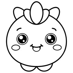 Minimal Kawaii Line Art Vector Illustration on White Background