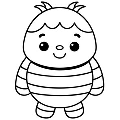 Minimal Kawaii Line Art Vector Illustration on White Background
