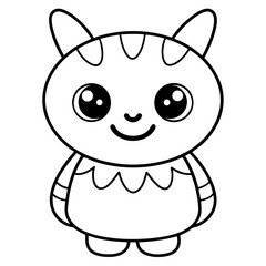 Minimal Kawaii Line Art Vector Illustration on White Background