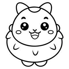 Minimal Kawaii Line Art Vector Illustration on White Background