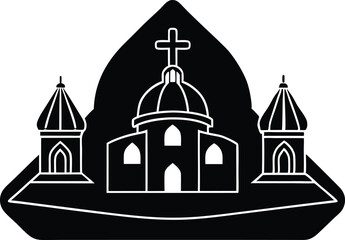 religion building silhouette vector icon, set of cross, set of religious symbols, religion element building, set of religious cross on white background.