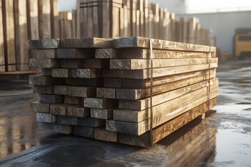 Stack of lumber at sawmill