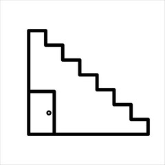 Upstairs and downstairs icon in rounded corner. Stairs, ladder sign symbol