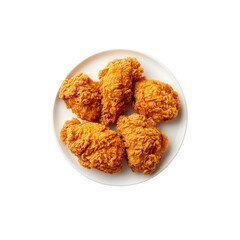 Crispy Fried Chicken Tenders on White Plate, Overhead View