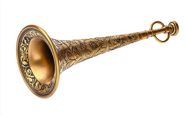 Obraz premium Classic Party Horn with Golden Design Isolated On White Background.