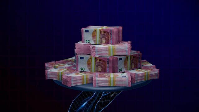 Digital Hand Holding 10 Pound Money Plate, Full HD 1920&times;1080 Resolution, Duration clip 08 sec.