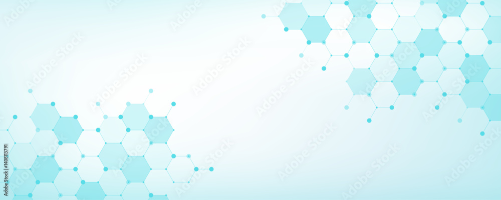 Aufkleber molecular abstract structure and genetic engineering dna. healthcare and medicine background concept