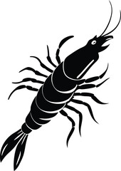 Shrimp Black Silhouette Vector 