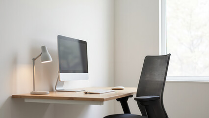 Minimalist Ergonomic Desk Setup with Clean Design and Comfortable Chair