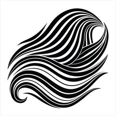 Abstract Waves Line Art Set Black & White Decorative Elements.