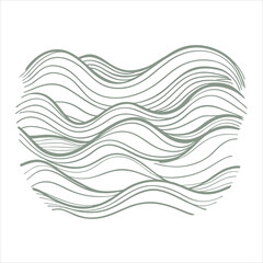 Abstract Waves Line Art Set Black & White Decorative Elements.