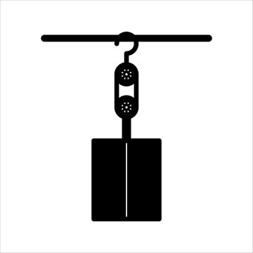 recommend clip art: Compound pulley system. Vector outline illustration.