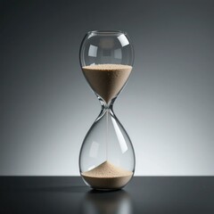 Elegant hourglass with sand, symbolizing the passage of time in a minimalistic setting.