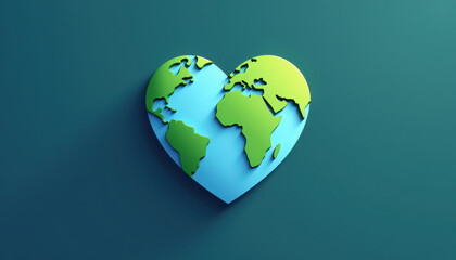 Heart-Shaped Earth Illustration | Global Unity & Environmental Care | Concept of Sustainability, World Peace, Humanitarian Branding