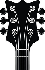 Guitar Headstock Silhouette Black Vector | Musical Instrument Design