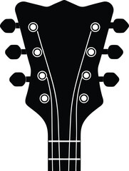 Guitar Headstock Silhouette Black Vector | Musical Instrument Design
