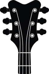 Guitar Headstock Silhouette Black Vector | Musical Instrument Design