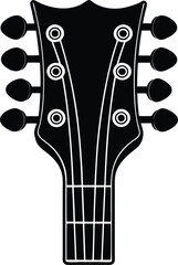 Guitar Headstock Silhouette Black Vector | Musical Instrument Design