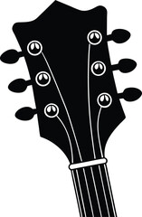 Guitar Headstock Silhouette Black Vector | Musical Instrument Design