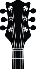 Guitar Headstock Silhouette Black Vector | Musical Instrument Design