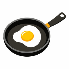 fried egg in a frying pan and tasty vector icon on white background