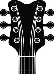 Guitar Headstock Silhouette Black Vector | Musical Instrument Design