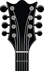 Guitar Headstock Silhouette Black Vector | Musical Instrument Design